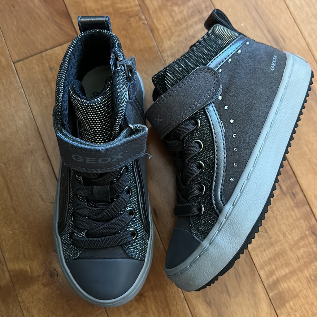 Nwot Geox Respira Breathable Antibacterial Antishock Gray Sparkle Zip Up